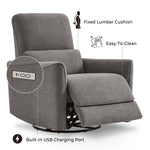 CHITA Power Recliner Chair Swivel Glider, FSC Certified Upholstered Living Room Nursery Reclining Sofa Chair with Lumbar Support, Linen