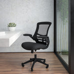 Flash Furniture Kelista Mid-Back Swivel Office Chair with Adjustable Seat Height, Ergonomic Mesh Desk Chair with Flip-Up Armrests, Black