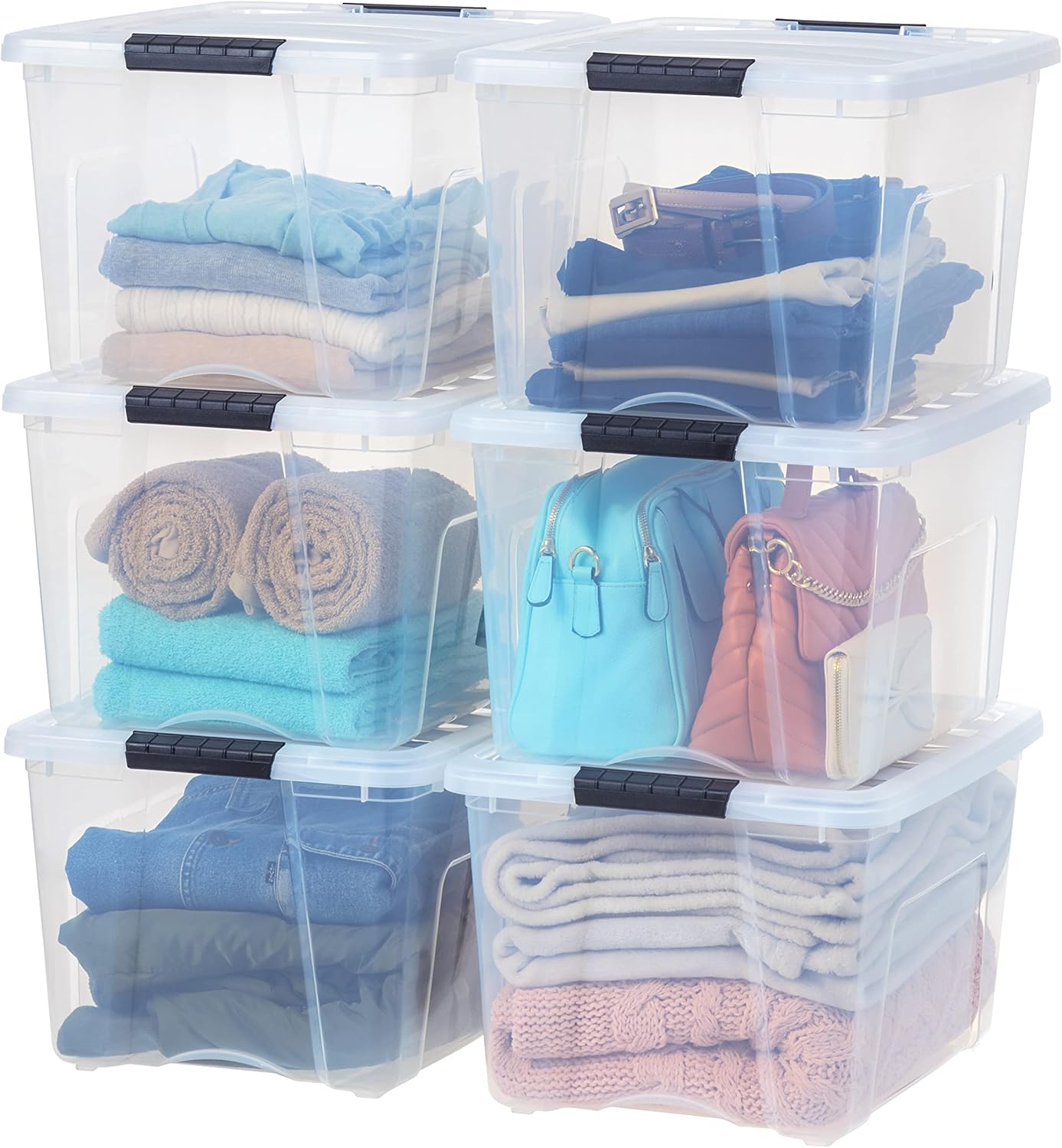 IRIS USA 6-Pack 6 Quart Storage Bins with Lids | Transparent design makes contents easy to find. Ideal for shoes, photos, documents, and small essentials. Nestable design