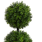 Nearly Natural 36in Artificial Triple Ball Boxwood Topiary Tree - Indoor Outdoor Realistic Faux Greenery for Home Patio Office Decor, Low Maintenance
