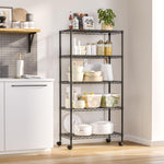 5-Tier Steel Wire Shelving, 30"W x 14"D x 61.5"H | Durable solid steel wire storage rack with adjustable shelves featuring 300 pounds per shelf weight capacity for home use