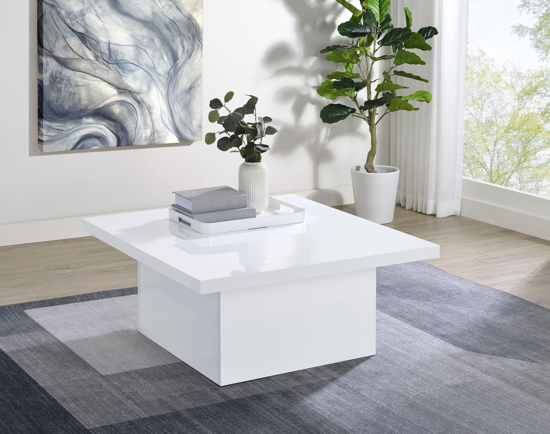 Coaster Home Furnishings Zetta Square Cocktail Living Room Coffee Table Engineered Eco-Friendly Wood Look Laminate Veneer Rustic Farmhouse Mango Brown 708068