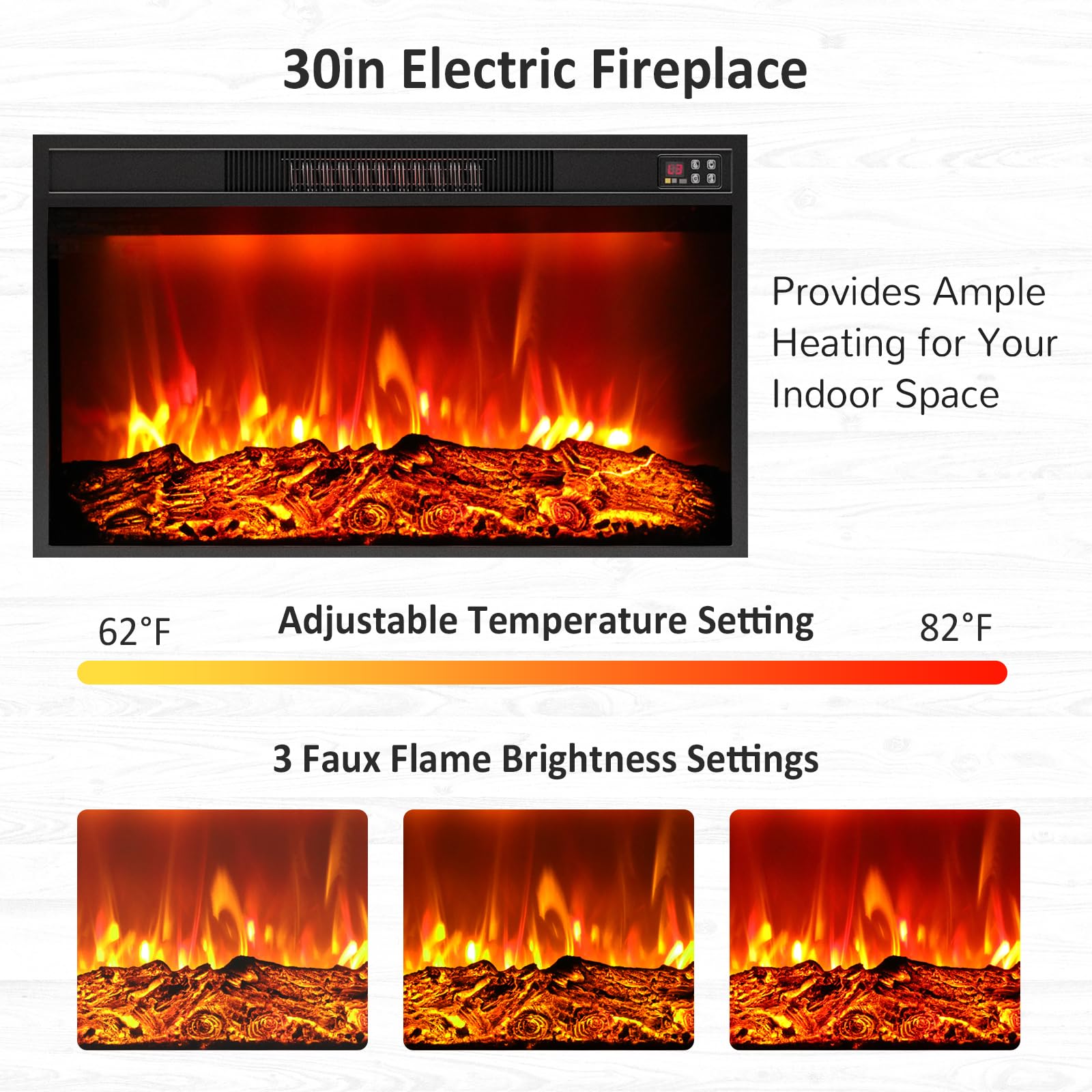 Naice 72" Electric Fireplace with Mantel and Cabinets, Fireplace TV Stand for Living Room Bedroom, Stacked Stone Surround and Remote Control 3D Realistic Flame, Black