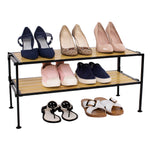 3-Tier Stackable 1" Slat Steel Frame Shoe Rack, 27.25"W x 12.75"D, Espresso | Interlocking modular design maximizes storage while the sturdy steel frame holds up to 12 pairs of shoes (Patented Design)