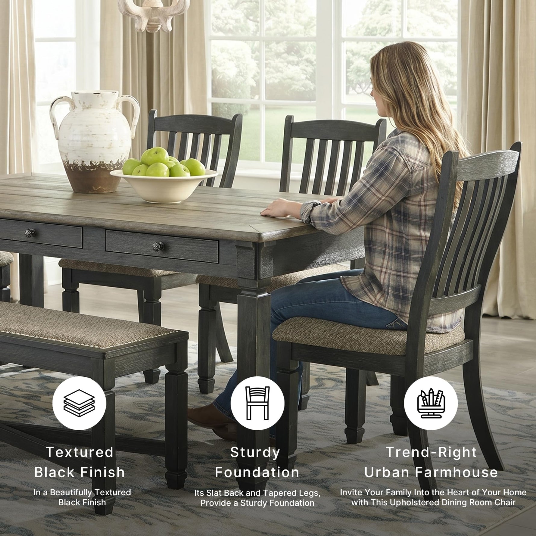 Signature Design by Ashley Bolanburg 20" Upholstered Dining Room Chair, Set of 2, Antique White