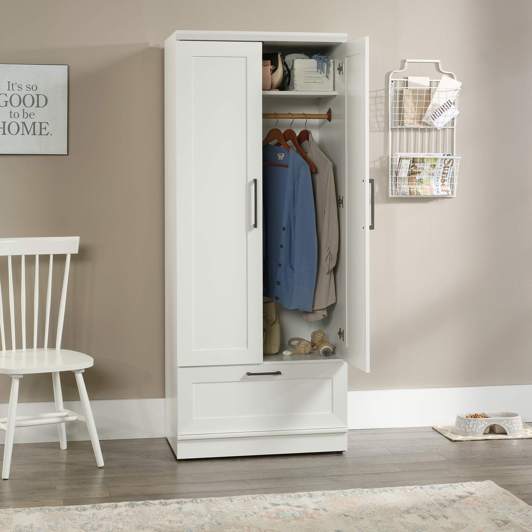 Sauder 411802 HomePlus Wardrobe/Storage Cabinet, L: 28.98" x W: 20.95" x H: 71.18", Sienna Oak finish