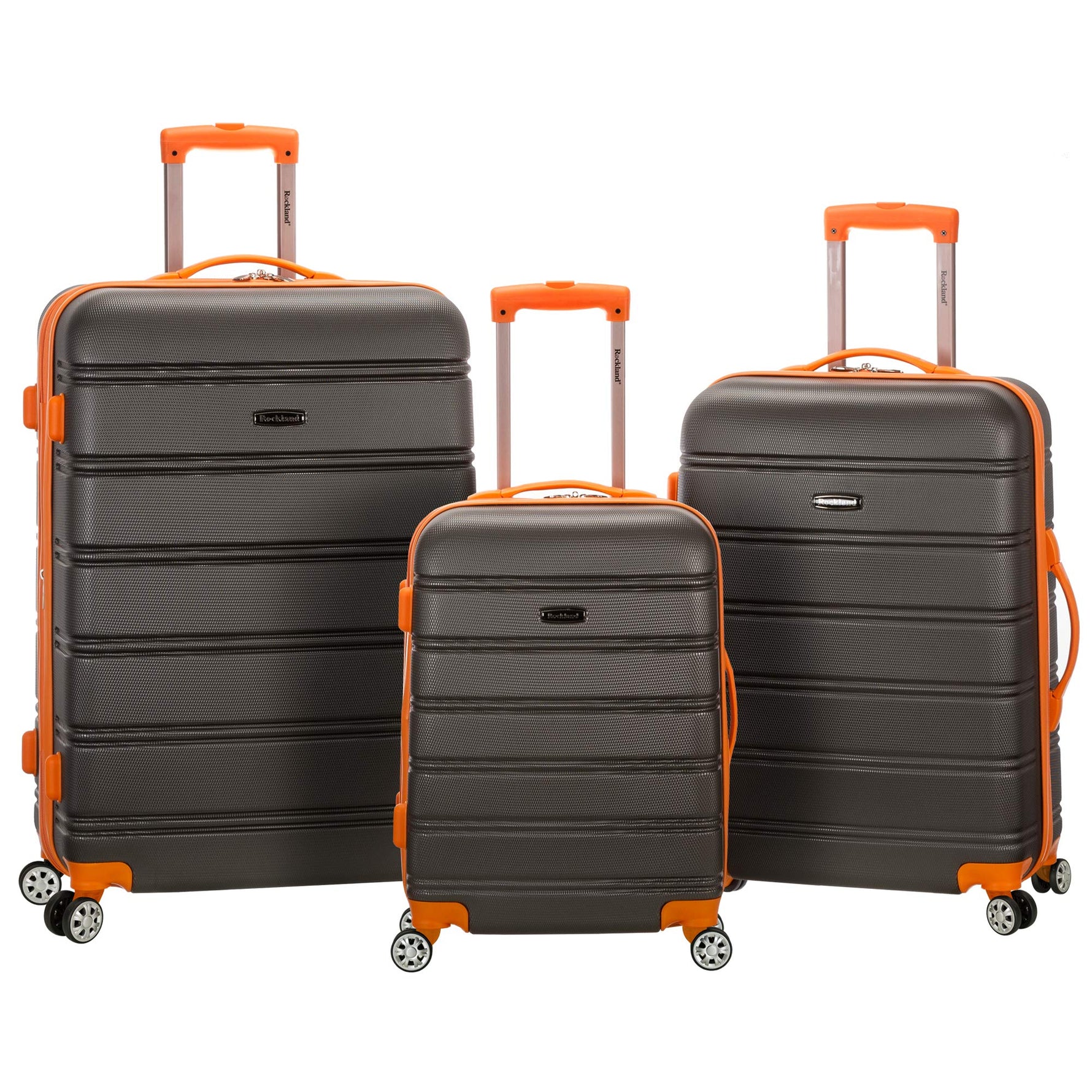 Rockland Melbourne Hardside Expandable Spinner Wheel Luggage, Checked Large 28", Black