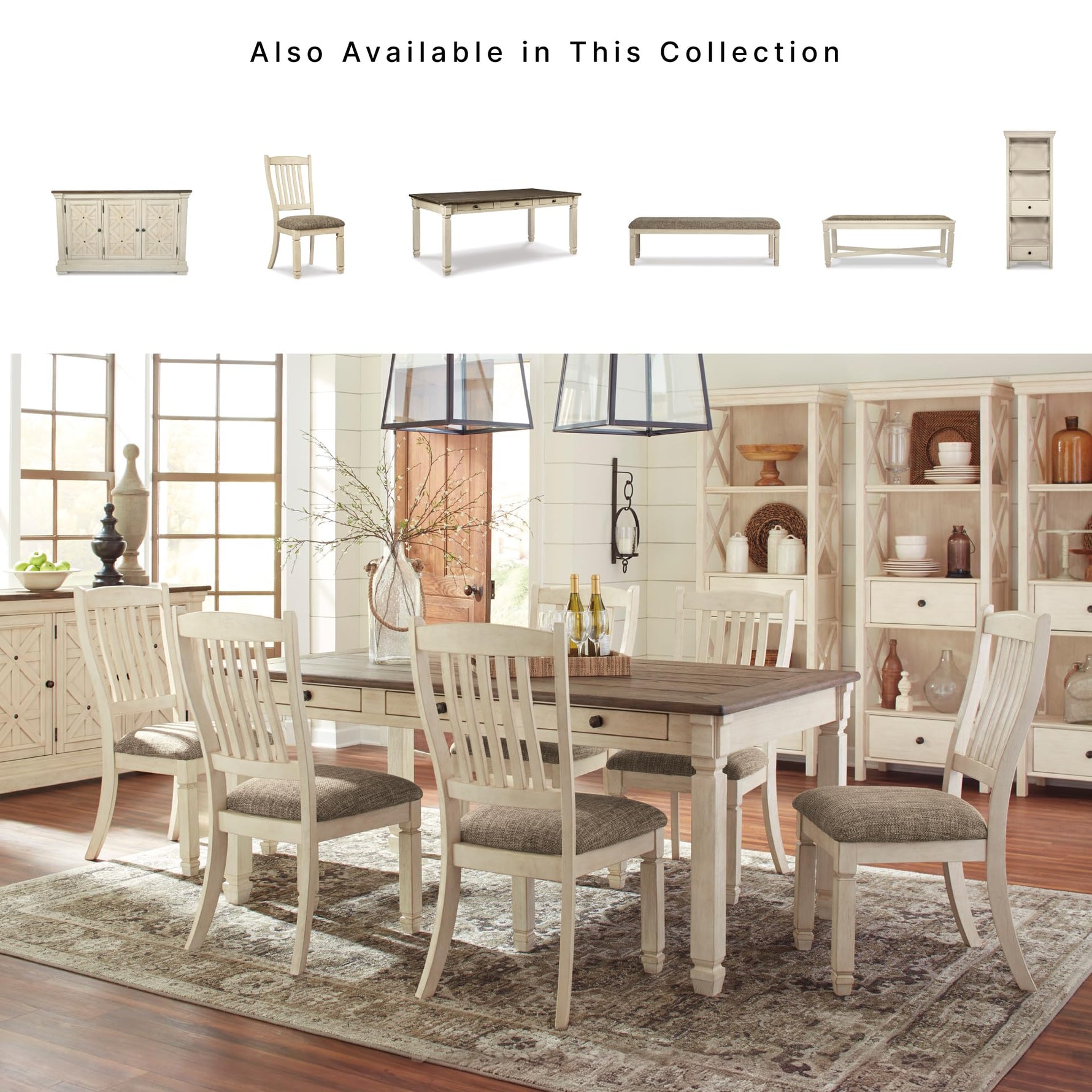 Signature Design by Ashley Bolanburg 20" Upholstered Dining Room Chair, Set of 2, Antique White