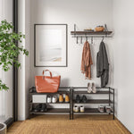 3-Tier Stackable 1" Slat Steel Frame Shoe Rack, 27.25"W x 12.75"D, Espresso | Interlocking modular design maximizes storage while the sturdy steel frame holds up to 12 pairs of shoes (Patented Design)