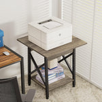GreenForest End Table 24 inch for Living Room, Large Square Side Tables with X-Frame, Tall Industrial Bedside Nightstand with 2-Tier Storage, Rustic Walnut