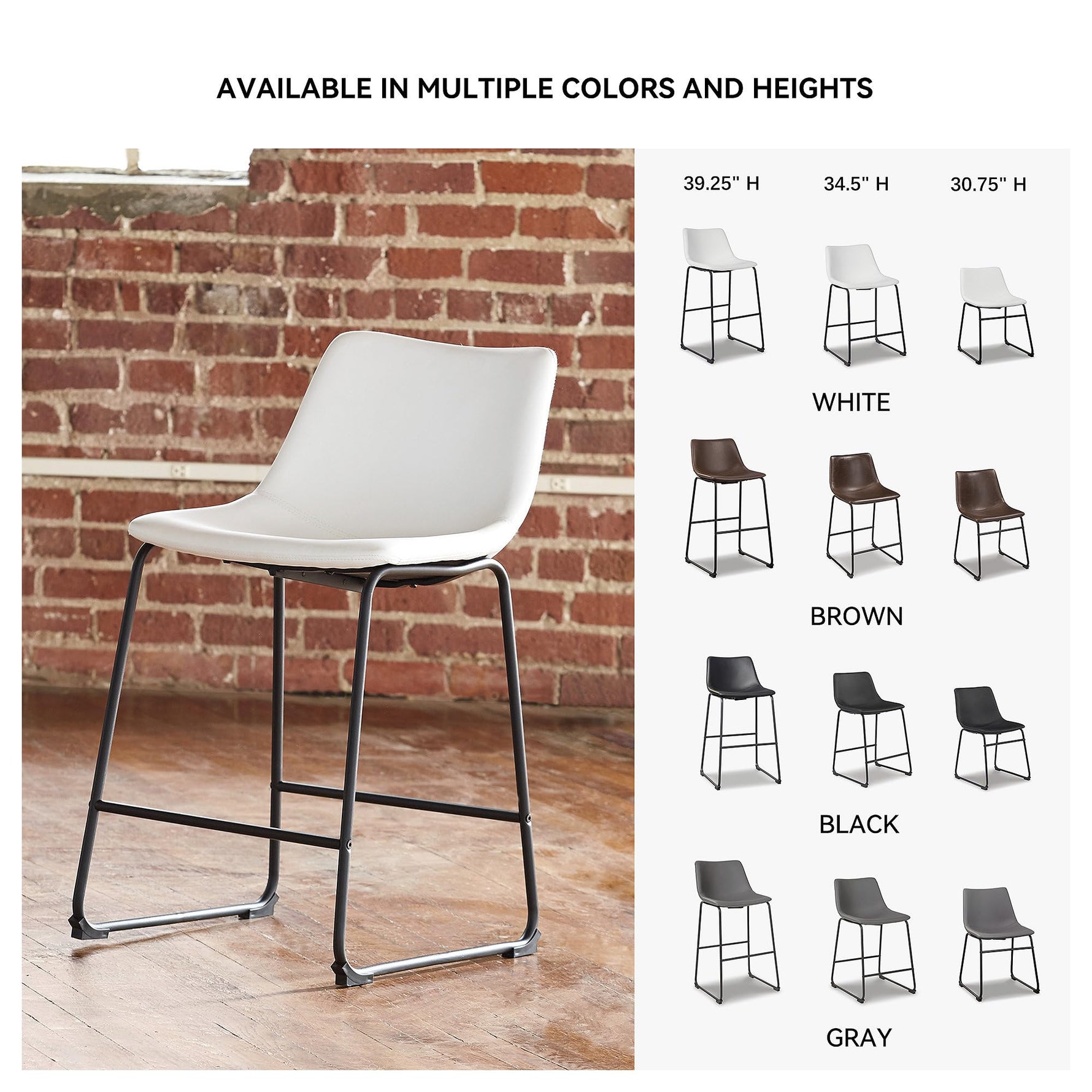 Signature Design by Ashley Centiar 24" Counter Height Modern Bucket Barstool, 2 Count, Black