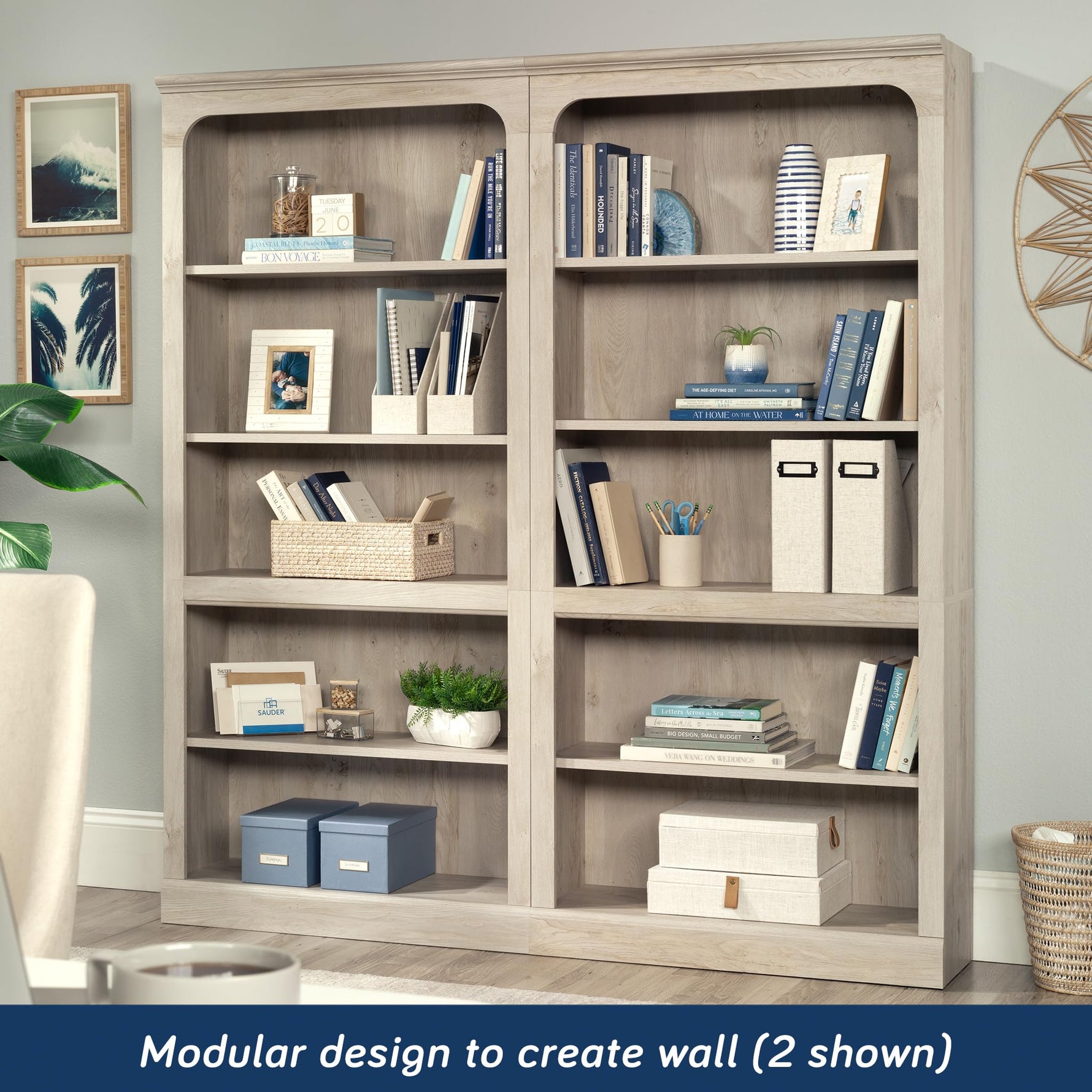 Sauder Select 5-Shelf Bookcase, Chalked Chestnut Finish