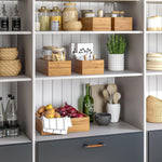 Seville Classics Bamboo Wood Storage Bins Organizer Boxes for Kitchen Counter, Pantry, Closet, Office Bedroom, Makeup, Bathroom, Nursery, K Cup, 5 Piece 3-Size (1 XL, 2L, 2M) Shelf Bin Set, Bamboo
