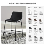 Signature Design by Ashley Centiar 24" Counter Height Modern Bucket Barstool, 2 Count, Black