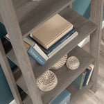 Sauder Ladder Bookshelf 5 Tier Trestle Ladder Shelf Wooden Bookcase, in Jamocha Wood