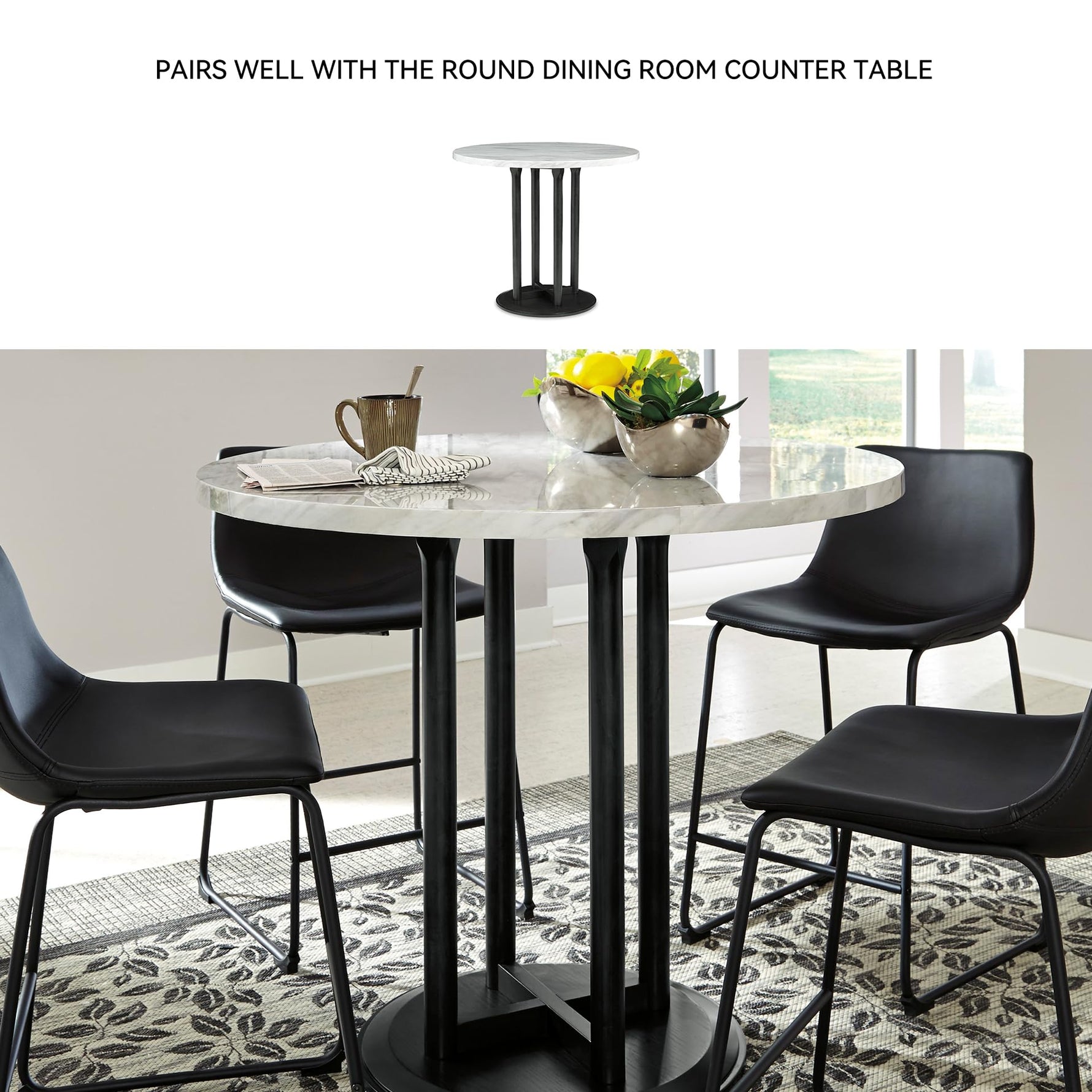 Signature Design by Ashley Centiar 24" Counter Height Modern Bucket Barstool, 2 Count, Black