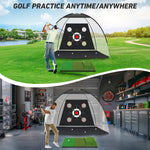 Golf Net with Practice Mat,Golf Hitting Aid Nets 10x7FT for Backyard Driving Chipping Training Swing with Target Mat Balls for Outdoor Indoor，Gifts for Men Dad Him and Golfer
