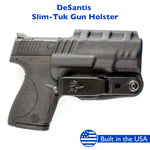 DeSantis Slim Tuk IWB Holster for Men and Women - Holster IWB, Conceal Carry, Fits the S&W M&P Shield 9/40, 9 Shield Plus w/or w/Out Red Dot - Ambidextrous, Black