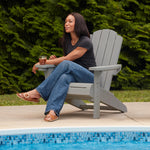 Keter Kiawah Adirondack Chair, Weather‑Resistant Resin Outdoor Patio Chair, Ergonomic Design, All‑Weather Seating for Garden, Deck & Backyard, Grey