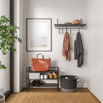 3-Tier Stackable 1" Slat Steel Frame Shoe Rack, 27.25"W x 12.75"D, Espresso | Interlocking modular design maximizes storage while the sturdy steel frame holds up to 12 pairs of shoes (Patented Design)
