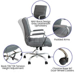 Flash Furniture Whitney Mid-Back Swivel LeatherSoft Desk Chair with Wheels, Padded Seat and Armrests, Adjustable Height Padded Office Chair, Black