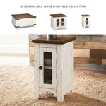 Signature Design by Ashley Valebeck Rustic Farmhouse Chair Side End Table with Cabinet Door, Distressed Black
