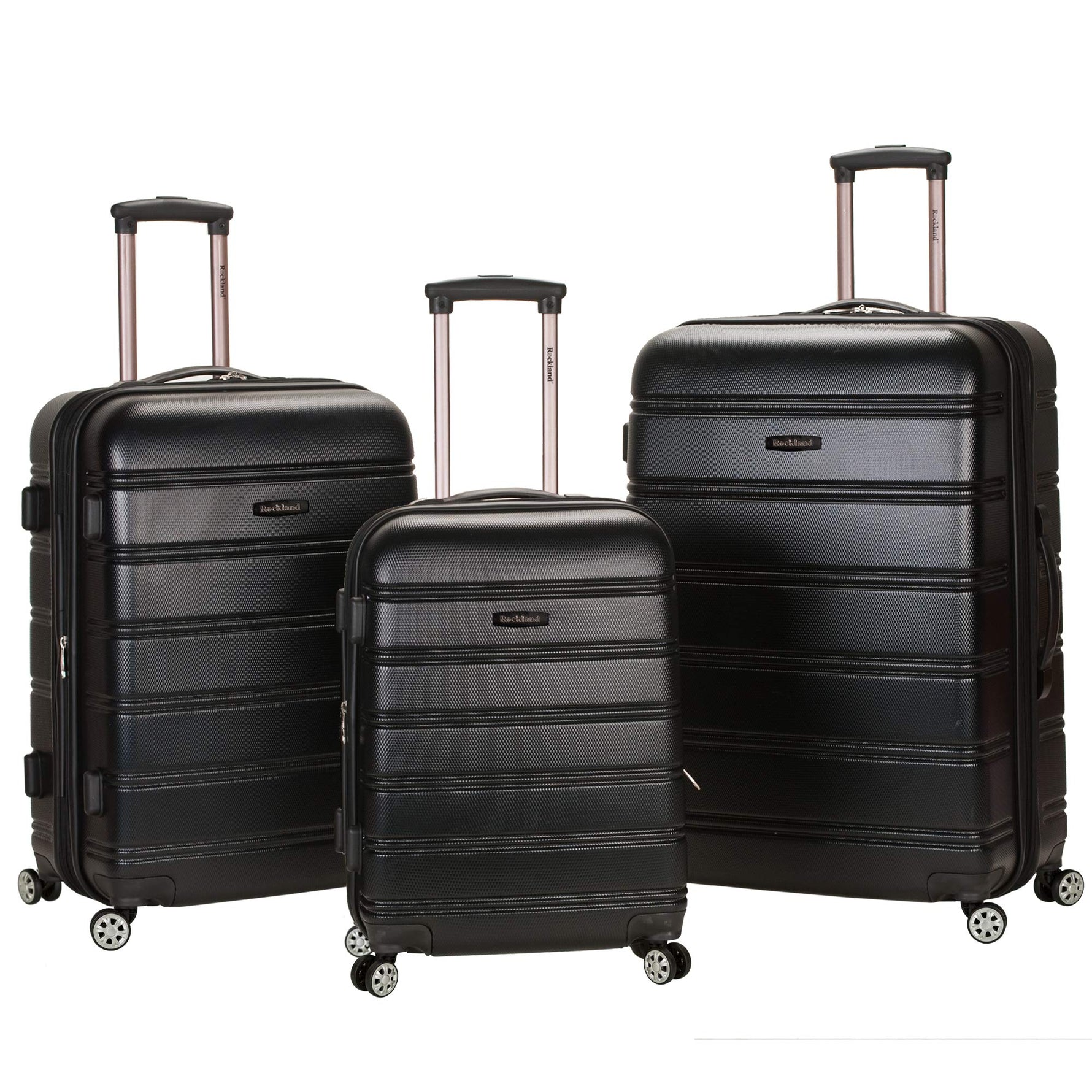 Rockland Melbourne Hardside Expandable Spinner Wheel Luggage, Checked Large 28", Black