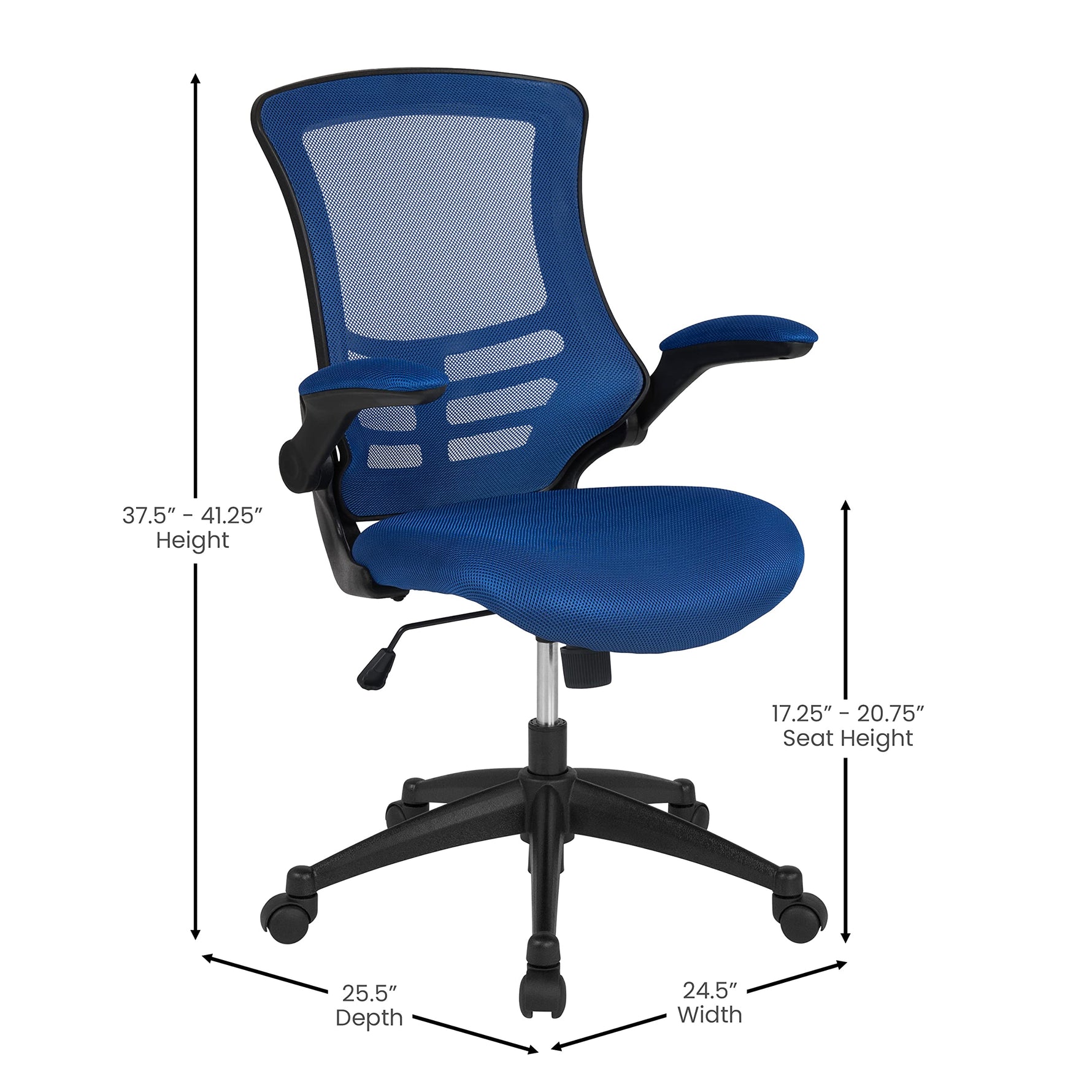 Flash Furniture Kelista Mid-Back Swivel Office Chair with Adjustable Seat Height, Ergonomic Mesh Desk Chair with Flip-Up Armrests, Black