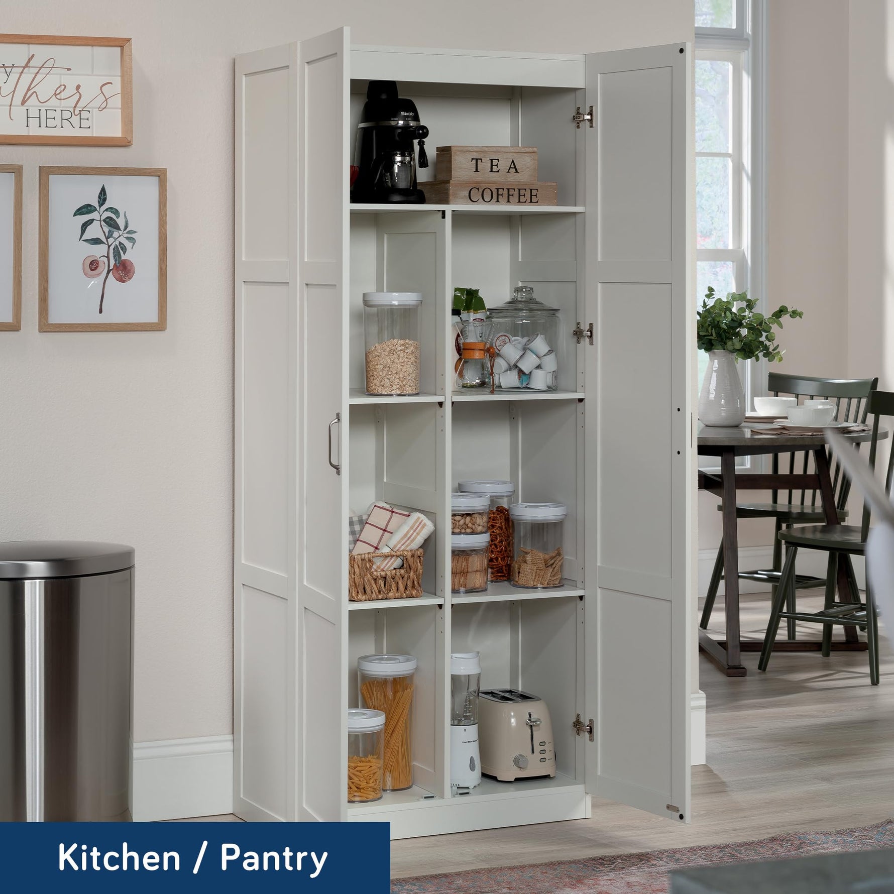 Sauder Select Storage Cabinet, Pantry Cabinet Kitchen Storage with Adjustable Shelves, Utility Room Storage Cabinet, in Reclaimed Pine