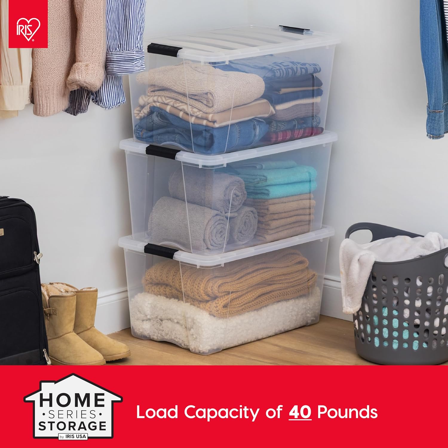 IRIS USA 6-Pack 6 Quart Storage Bins with Lids | Transparent design makes contents easy to find. Ideal for shoes, photos, documents, and small essentials. Nestable design