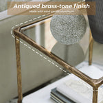 Signature Design by Ashley Ryandale Square Accent Table for Living Room, Sand‑Casted Aluminum Frame With Brass Finish, Glass Top and White Marble Shelf, 21" Size