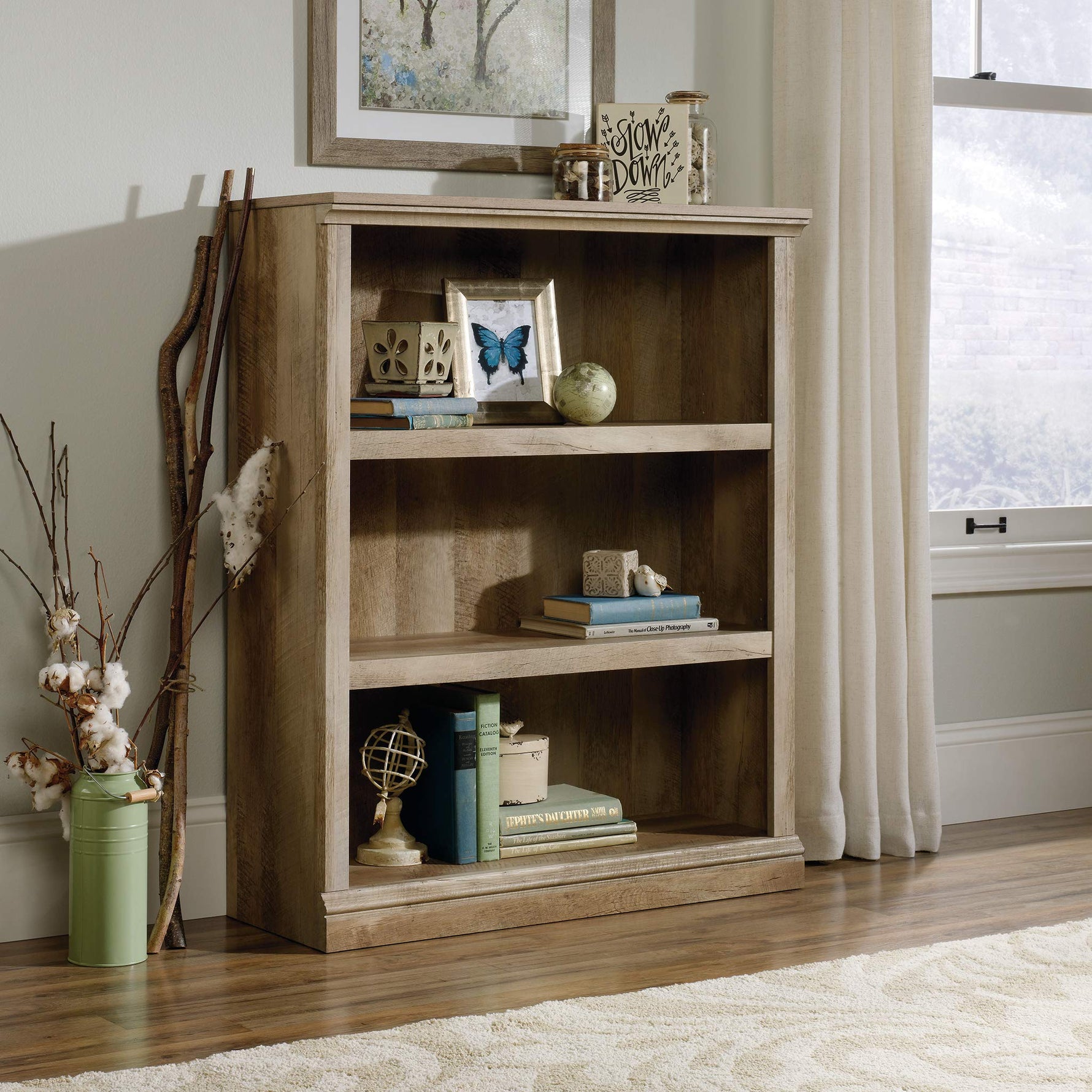 Sauder Miscellaneous Storage 3-Shelf Bookcase/ Book shelf, Oiled Oak finish