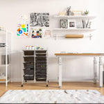 Seville Classics Rolling Utility Organizer Storage Cart , for Home Office, School, Classroom, Scrapbook, Hobby, Craft, 15 Drawer, Black