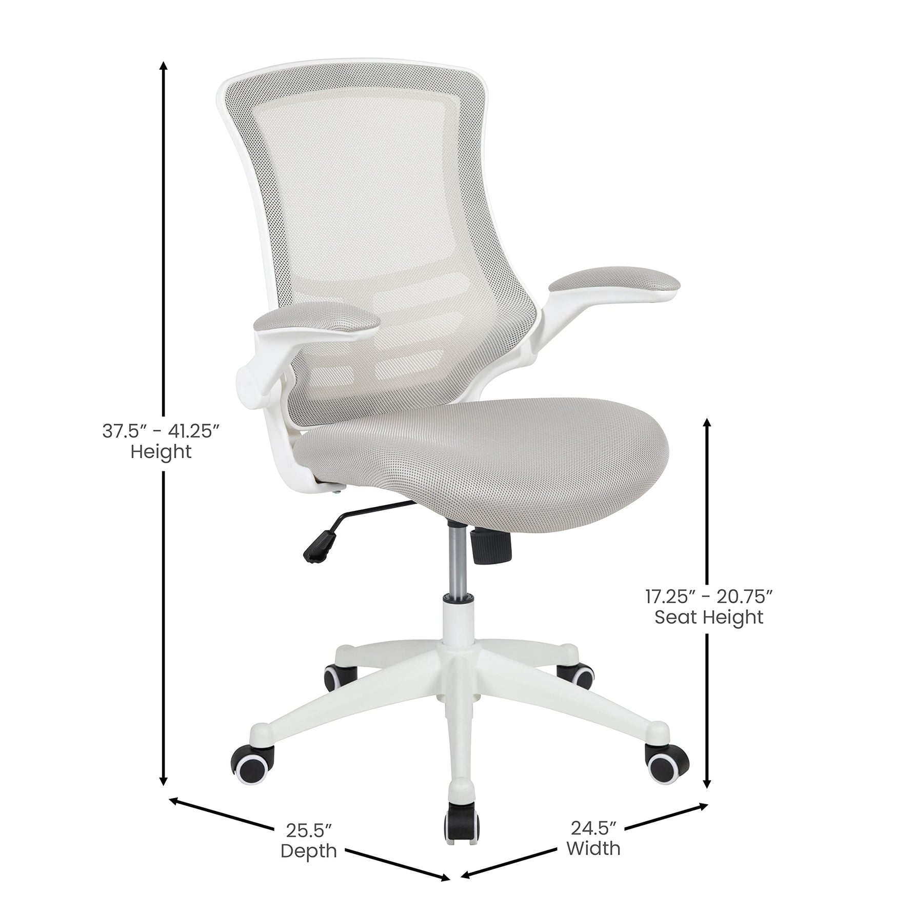 Flash Furniture Kelista Mid-Back Swivel Office Chair with Adjustable Seat Height, Ergonomic Mesh Desk Chair with Flip-Up Armrests, Black