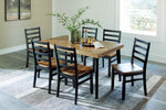 Signature Design by Ashley Caitbrook Rustic 7-Piece Dining Set – Rectangular Table with 6 X-Back Upholstered Chairs, Gray