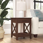 Bush Home End Table with Drawer, Nightstand with Storage, Living Room and Bedroom Furniture, Key West Collection, Washed Gray