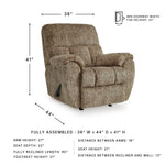 Signature Design by Ashley Skymaker Modern Faux Leather Manual Rocker Recliner with Track Arms, Dark Brown