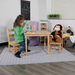 Flash Furniture Kyndl Kids Solid Hardwood Table and Chair Set for Playroom, Bedroom, Kitchen - 3 Piece Set - Natural