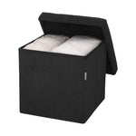 Seville Classics Cushioned Fabric Ottoman Hidden Storage Chest Footrest Chair, Padded Seat for Bedroom, Dorm, Loft, Living Room, Entryway, Hallway, Blue Velvet, 30" Bench
