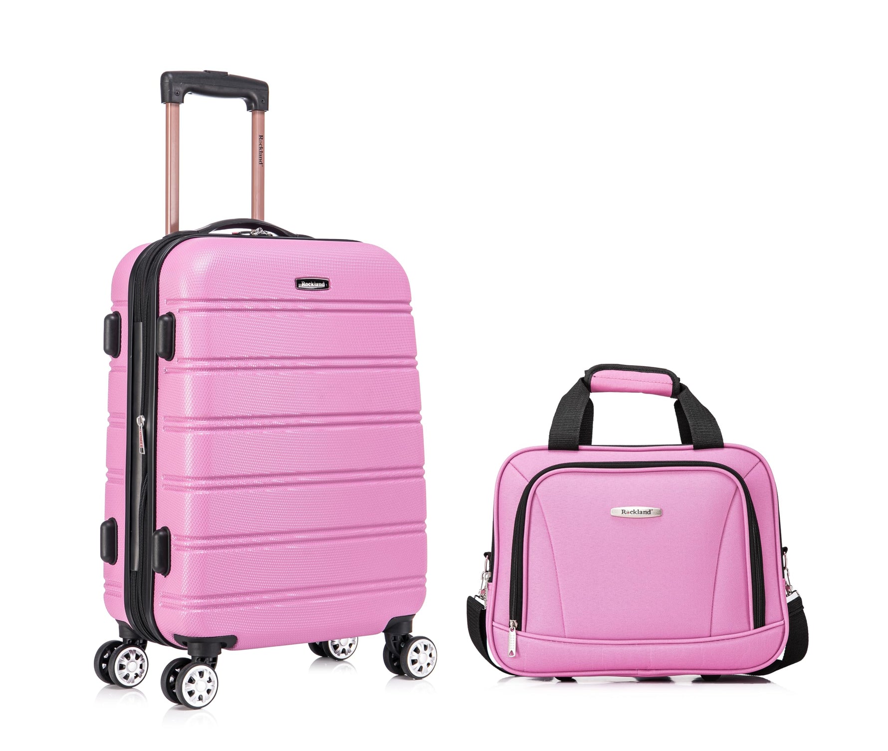 Rockland Melbourne Hardside Expandable Spinner Wheel Luggage, Checked Large 28", Black