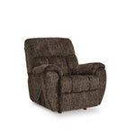 Signature Design by Ashley Skymaker Modern Faux Leather Manual Rocker Recliner with Track Arms, Dark Brown