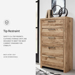 Signature Design by Ashley Cayboni Vintage 5 Drawer Wide Chest with Safety Stop for Bedroom, White