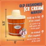 Nostalgia Electric Ice Cream Maker - Old Fashioned Soft Serve Ice Cream Machine Makes Frozen Yogurt or Gelato in Minutes - Fun Kitchen Appliance - Vintage Wooden Style - Dark Wood - 4 Quart