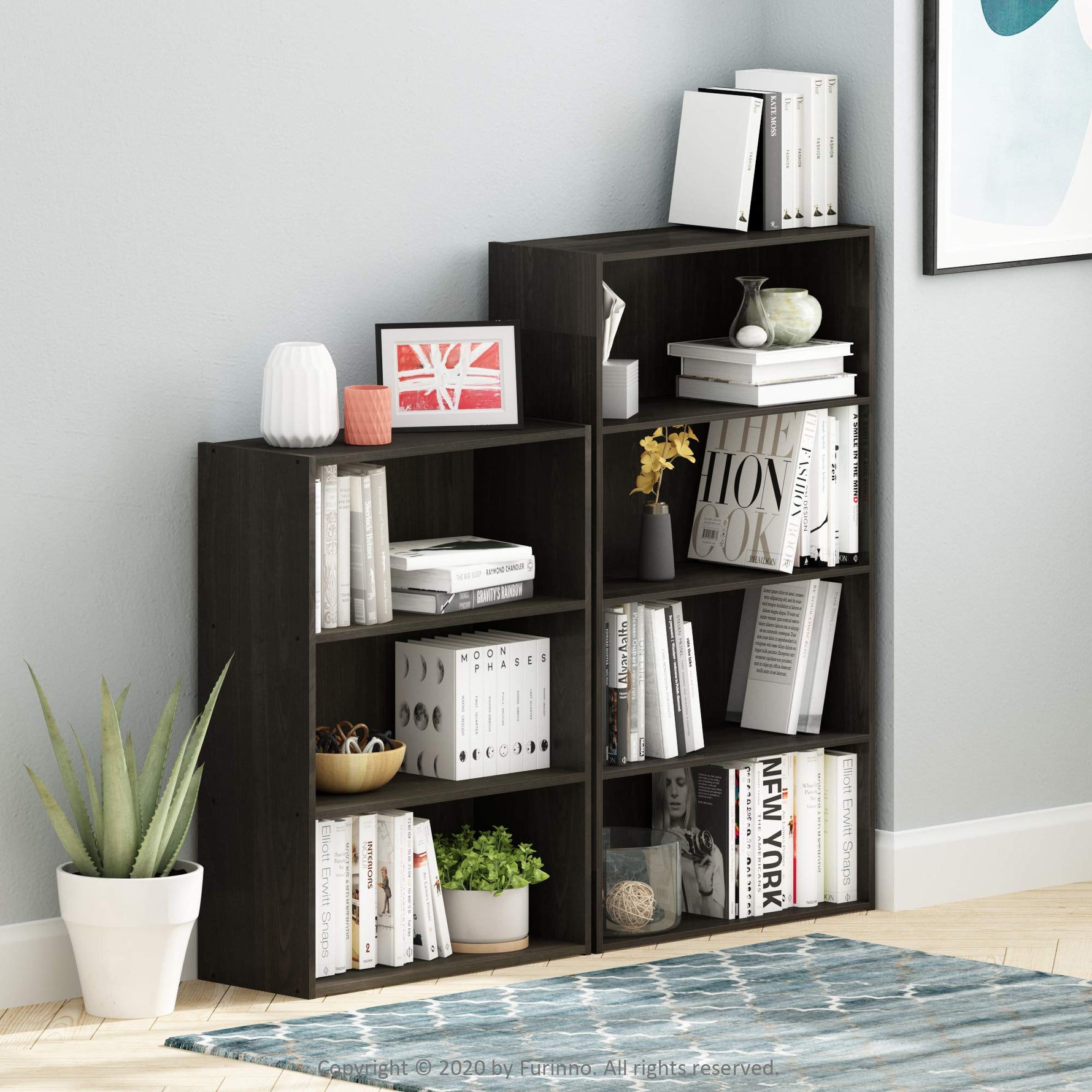 Furinno PASIR Book Shelf, 3-Tier Bookshelf, Storage Shelves Bookcase, 9.7 x 23.7 x 31.5, for Living Room, Bedroom, Home Office, Plain White