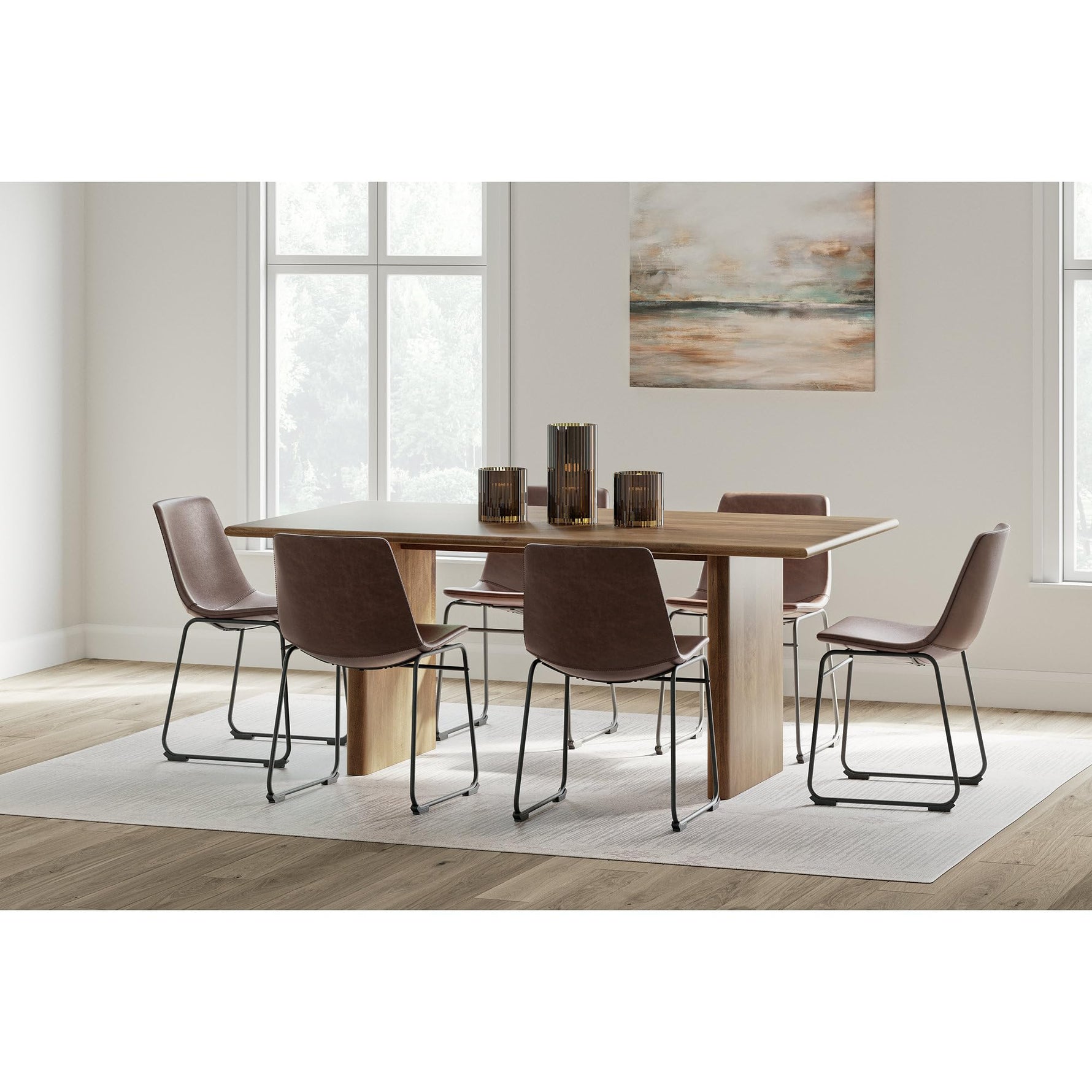 Signature Design by Ashley Mid Century Centiar 18.75" Dining Bucket Chair, 2 Count, Black and Brown