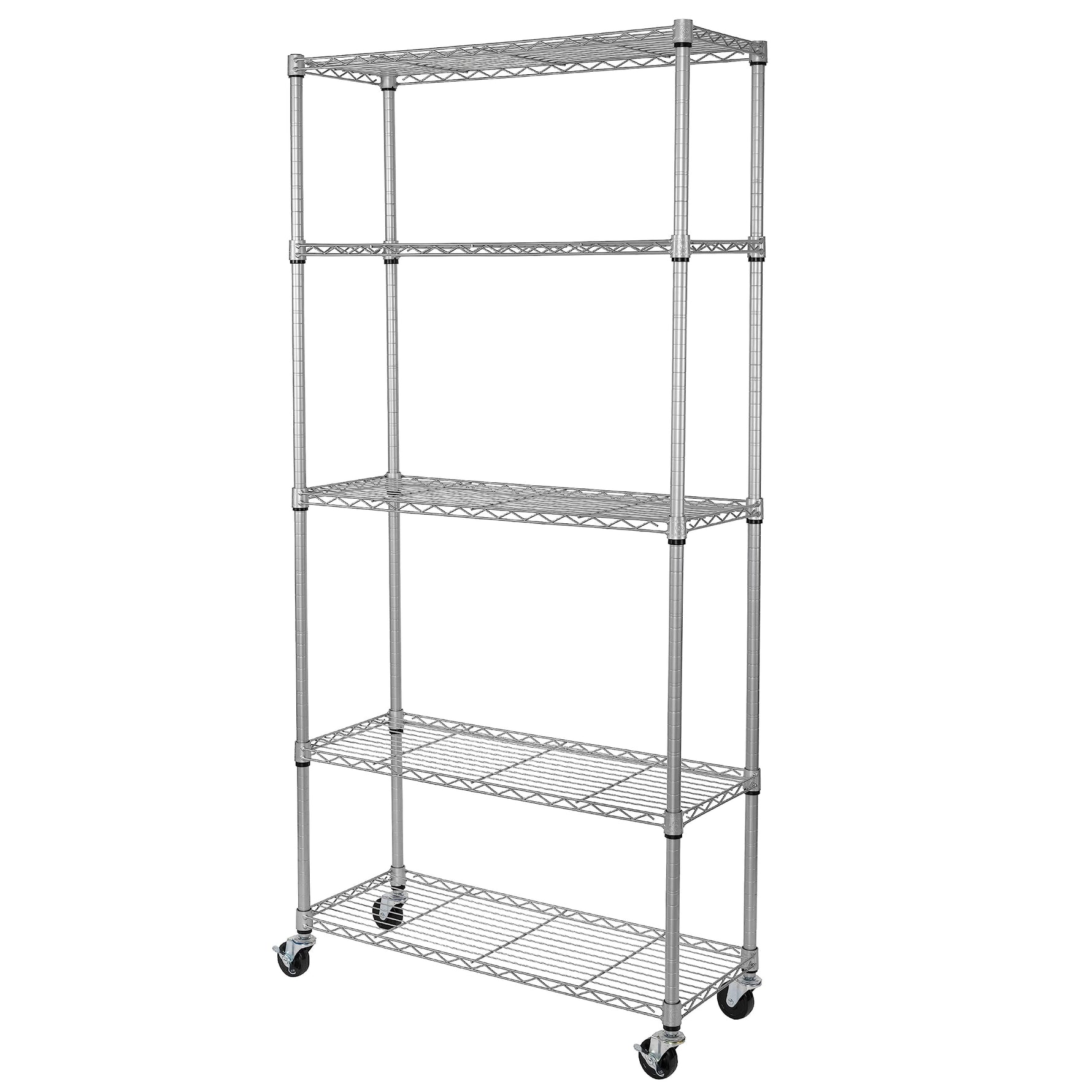 UltraDurable 5-Tier NSF Steel Wire Shelving, 48"W x 24"D x 76"H, Black | Heavy-duty commercial-grade solid steel wire storage rack featuring 800 pounds per shelf weight capacity