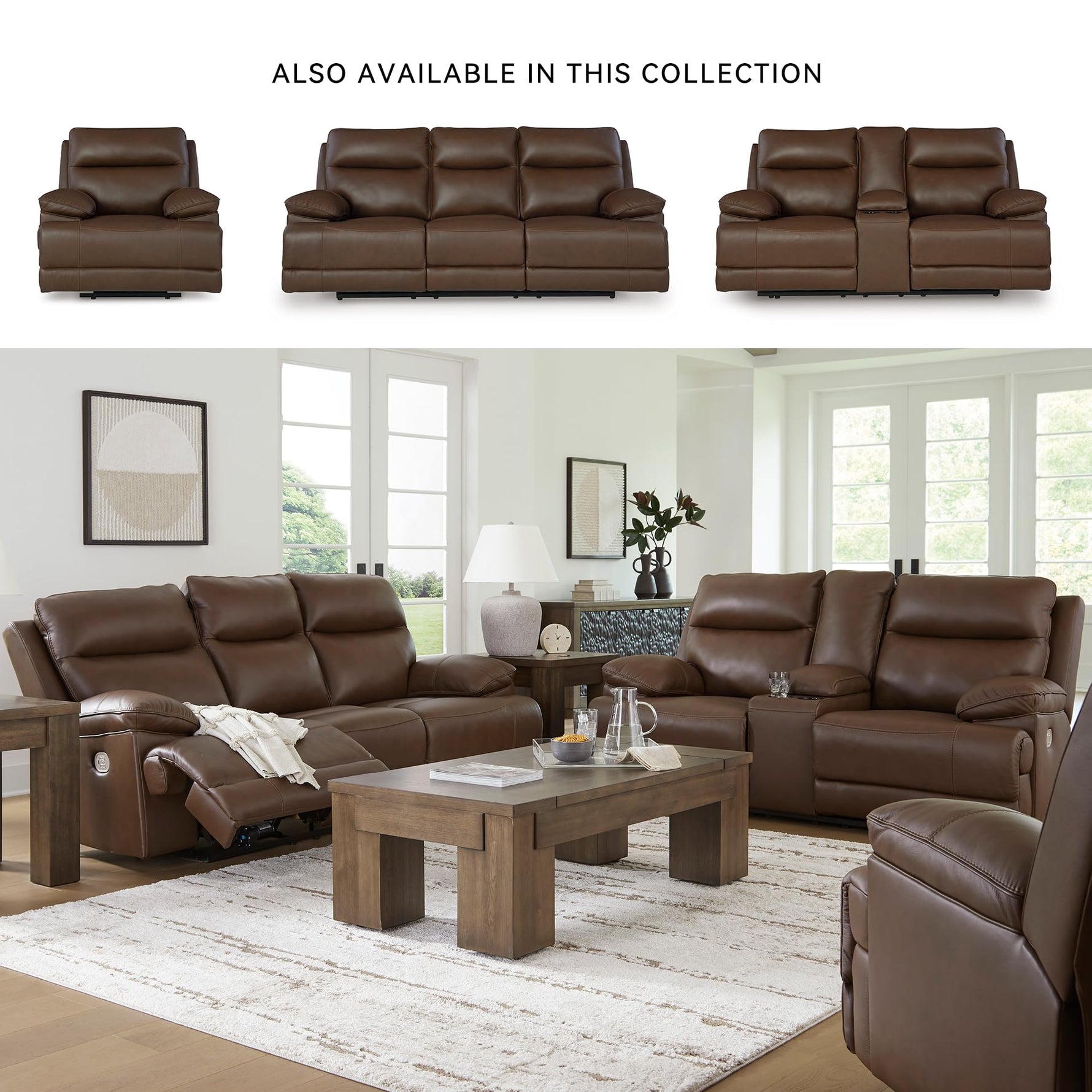 Signature Design by Ashley Skymaker Modern Faux Leather Manual Rocker Recliner with Track Arms, Dark Brown