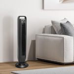 Seville Classics UltraSlimline Indoor Bladeless Oscillating Tower Fan Quiet Cooling LED Display Space-Saving for Home w/Remote and 7.5H Timer, Black, 40" 5-speed (115 degrees)