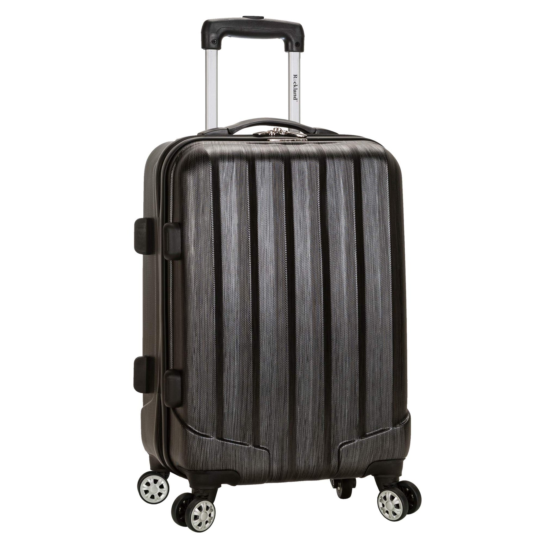 Rockland Melbourne Hardside Expandable Spinner Wheel Luggage, Checked Large 28", Black