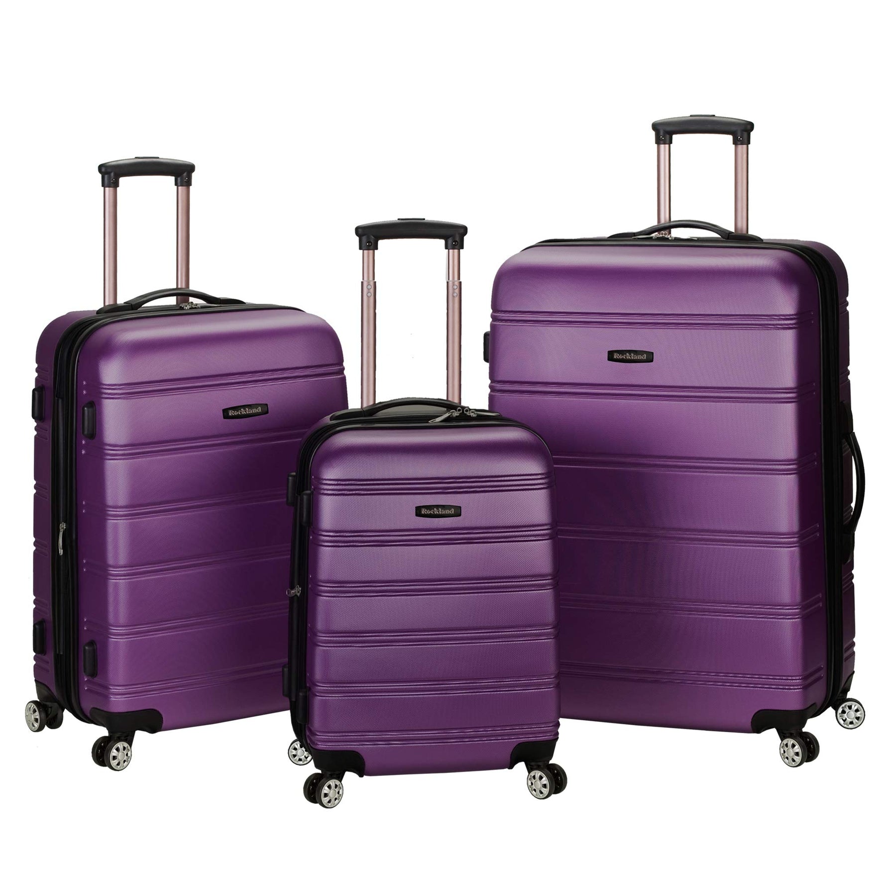 Rockland Melbourne Hardside Expandable Spinner Wheel Luggage, Checked Large 28", Black